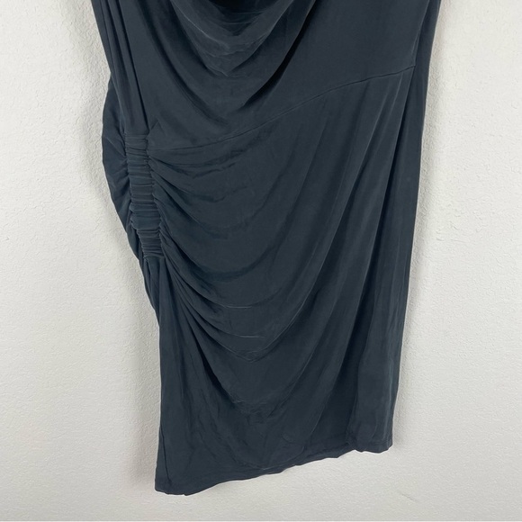 All Saints Dark Gray Black Isa Asymmetrical Short Sleeve Dress Size 4 - Picture 3 of 7